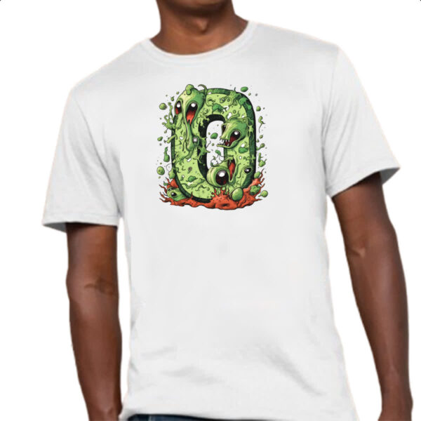 Camiseta Unissex Zumbi Alfabeto Letra O - Imagem 4
