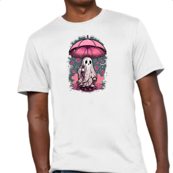 Camiseta Unissex Fantasma chuva de rosas - Imagem 4