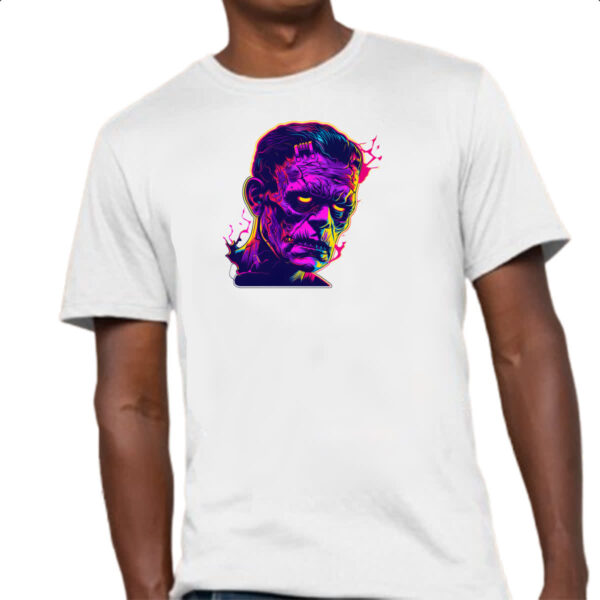 Camiseta Unissex Frankstein Neon Art Face - Imagem 4