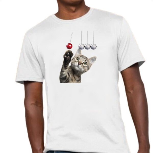 Camiseta Unissex Gatinho brincando com pendulo - Imagem 4