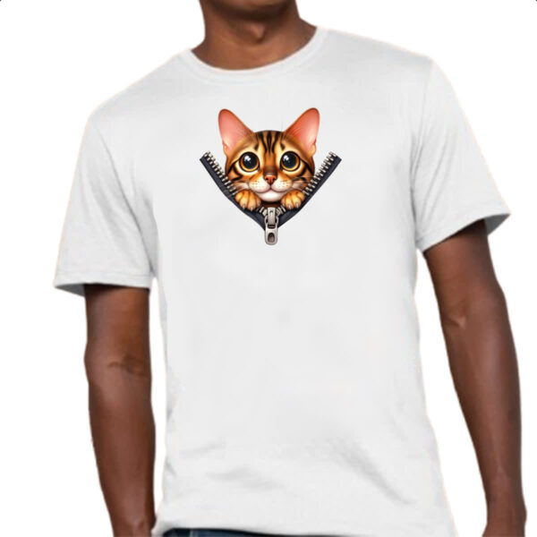 Camiseta Unissex Gato de bengala no ziper - Imagem 4