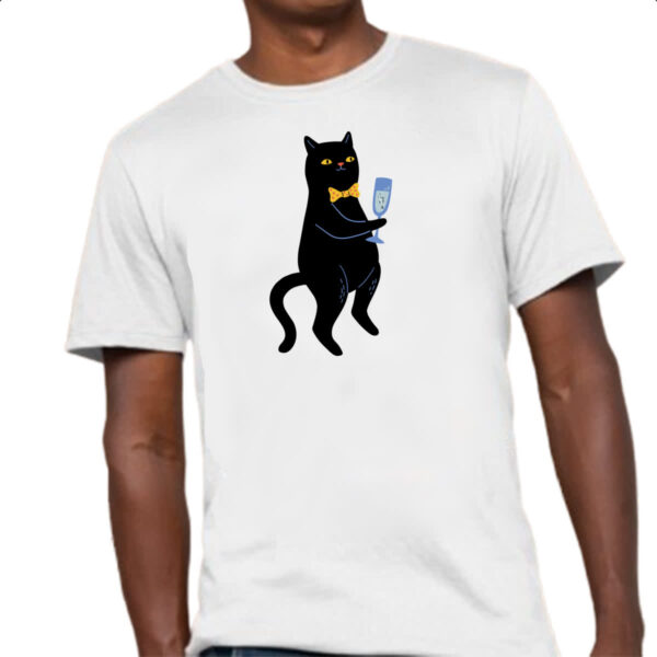 Camiseta Unissex Gato drink de peixe - Imagem 4