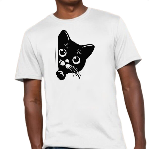 Camiseta Unissex Gato espiando - Imagem 4