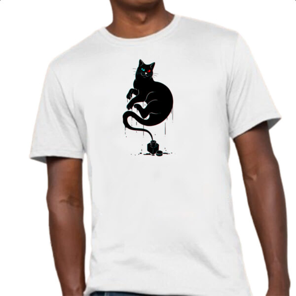 Camiseta Unissex Gato na tinta - Imagem 4