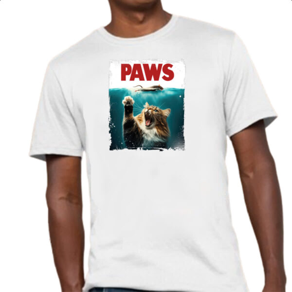 Camiseta Unissex Gato parodia tubarao - Imagem 4