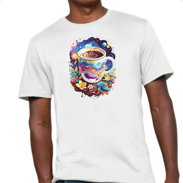 Camiseta Unissex Xicara de cafe na galaxia - Imagem 4