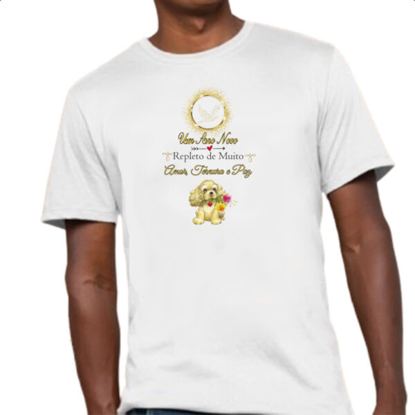 Camiseta Unissex Ano Novo Cachorro Fofo - Imagem 4