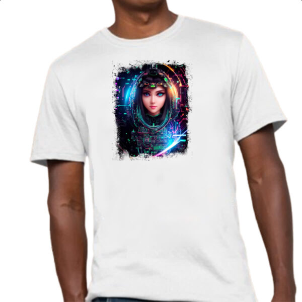 Camiseta Unissex Inteligengia Artificial Mulher Holografica - Imagem 4
