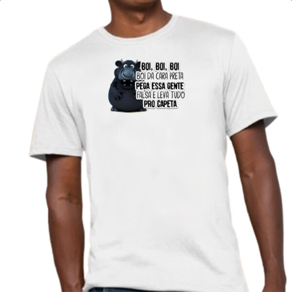 Camiseta Unissex Ironico Boi da cara preta pega gente falsa - Imagem 4