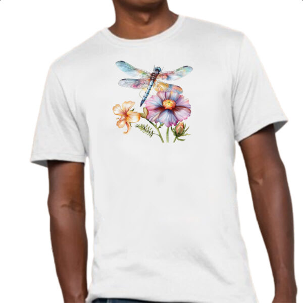 Camiseta Unissex Libelula na flor - Imagem 4