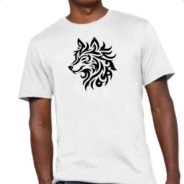 Camiseta Unissex Lobo silhueta tribal - Imagem 4