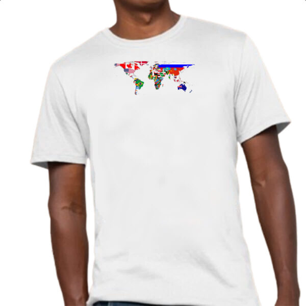 Camiseta Unissex Mapa Mundi Bandeiras - Imagem 4