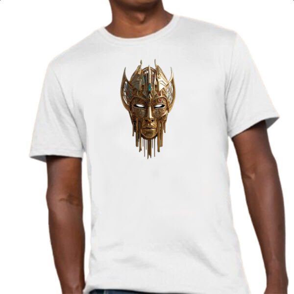 Camiseta Unissex Mascara dourada de guerra - Imagem 4