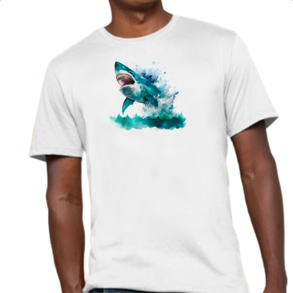 Camiseta Unissex Megalodonte aquarela 1 - Imagem 4