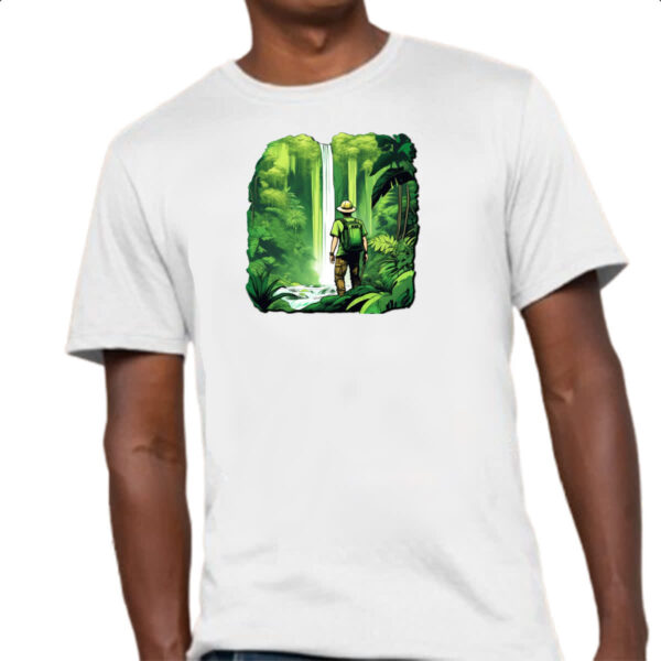 Camiseta Unissex Mochileiro aventureiro natureza cachoeira - Imagem 4