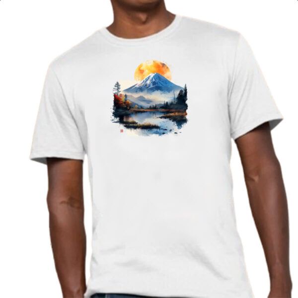 Camiseta Unissex Monte Fugi watercolor - Imagem 4