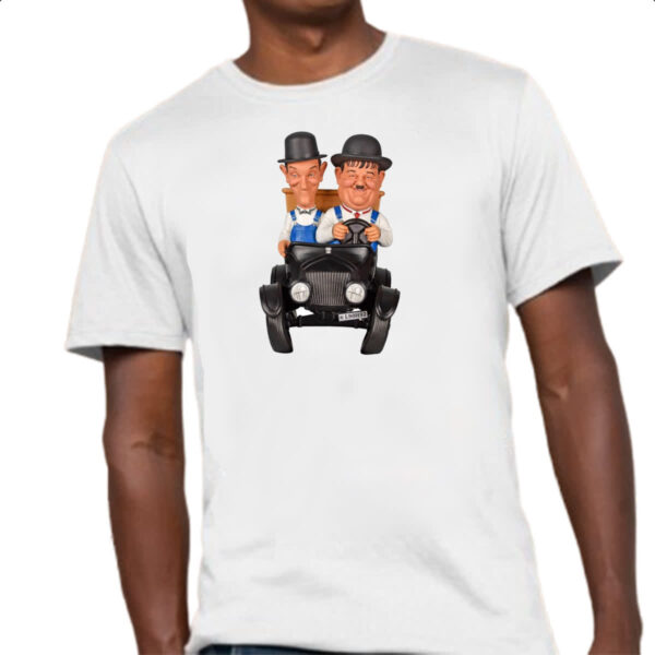 Camiseta Unissex Nostalgia O Gordo e o Magro Calhambeque - Imagem 4