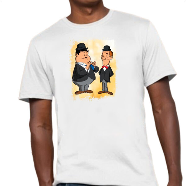 Camiseta Unissex Nostalgia O Gordo e o Magro Cartoon - Imagem 4