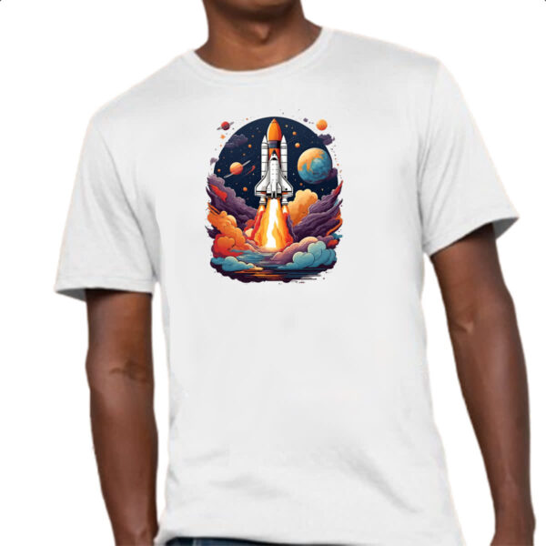 Camiseta Unissex Nave Espacial em lancamento - Imagem 4