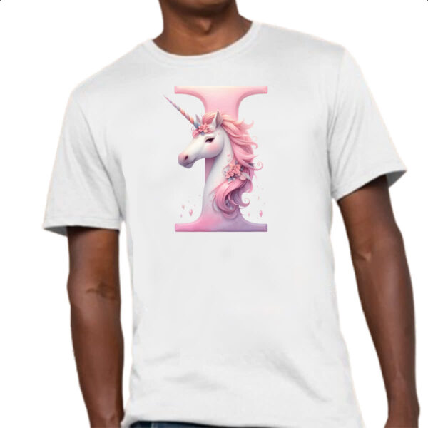 Camiseta Unissex Unicornio Alfabeto Letra I - Imagem 4