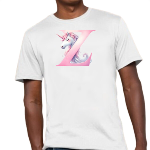 Camiseta Unissex Unicornio Alfabeto Letra Z - Imagem 4