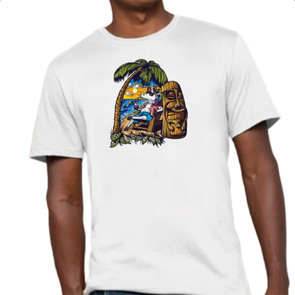 Camiseta Unissex Unicornio relaxando de ferias - Imagem 4