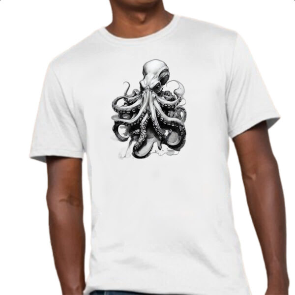 Camiseta Unissex Octopus desenho tatoo style - Imagem 4