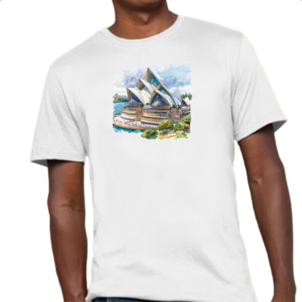 Camiseta Unissex Opera de Sydney watercolor - Imagem 4