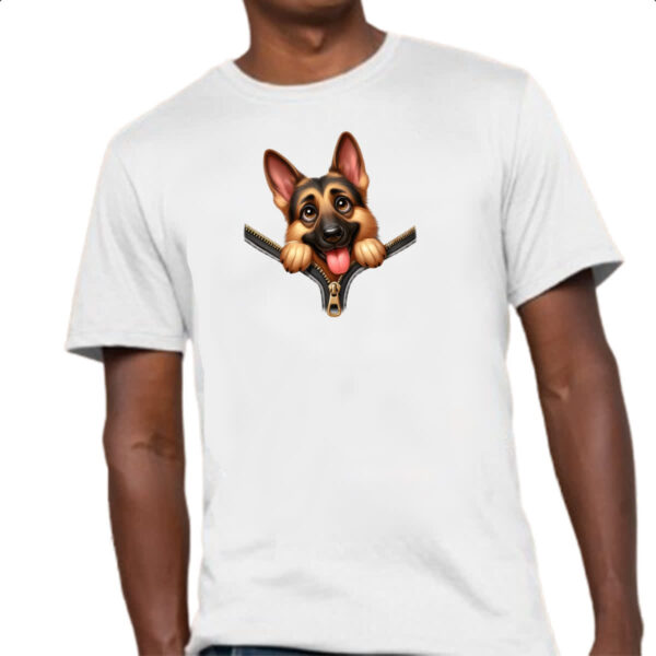 Camiseta Unissex Pastor Alemao no Ziper - Imagem 4
