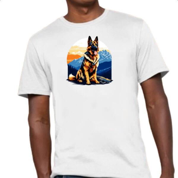 Camiseta Unissex Pastor alemao montanhas - Imagem 4