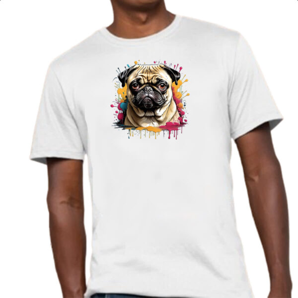 Camiseta Unissex Pug Watercolor Splash Art - Imagem 4