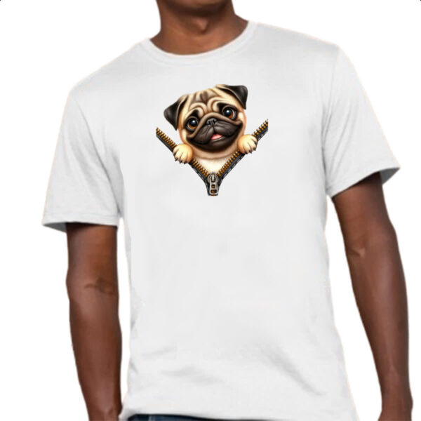 Camiseta Unissex Pug no Ziper - Imagem 4