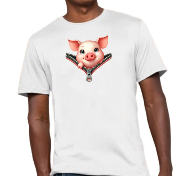 Camiseta Unissex Porco no ziper - Imagem 4