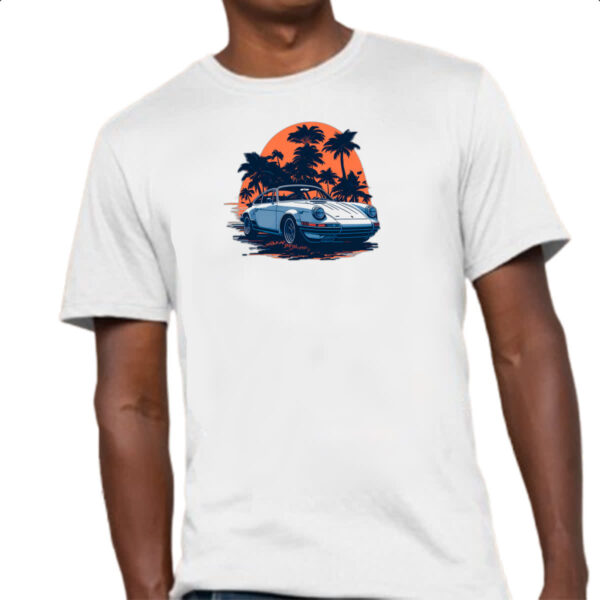 Camiseta Unissex Porsche Branco Sunset - Imagem 4