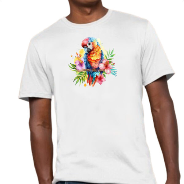 Camiseta Unissex Arara na flor - Imagem 4