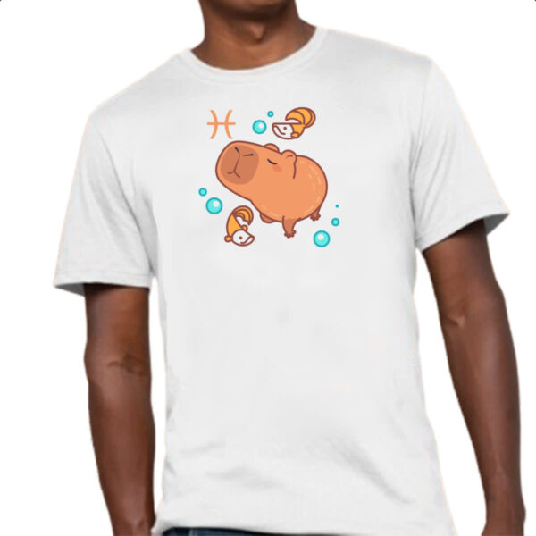 Camiseta Unissex Signo Capivara Peixes - Imagem 4