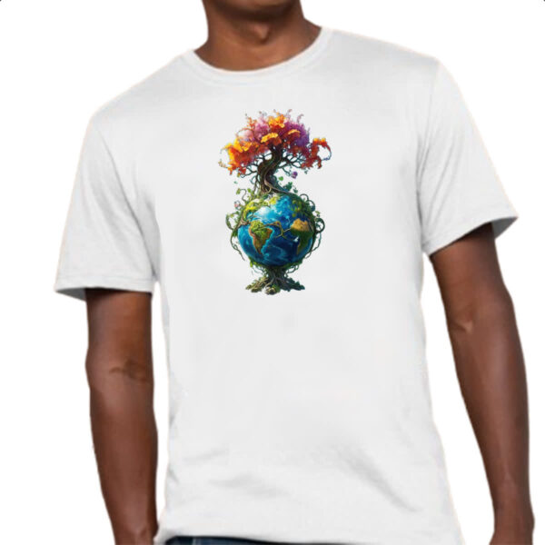 Camiseta Unissex Arvore da vida planeta Terra - Imagem 4
