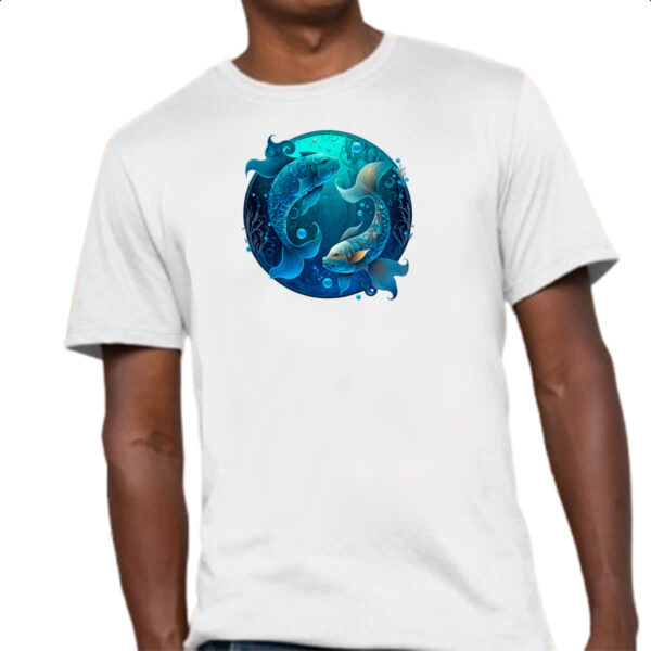 Camiseta Unissex Signo de peixes logo de luxo - Imagem 4