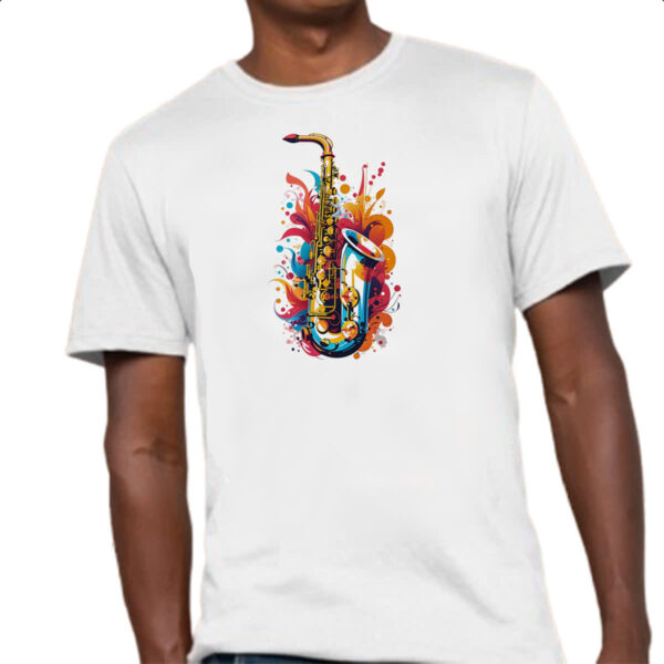 Camiseta Unissex Saxofone colorful arte design - Imagem 4