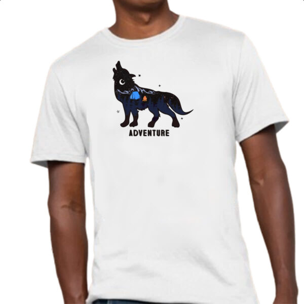 Camiseta Unissex Aventura camping silhueta lobo - Imagem 4
