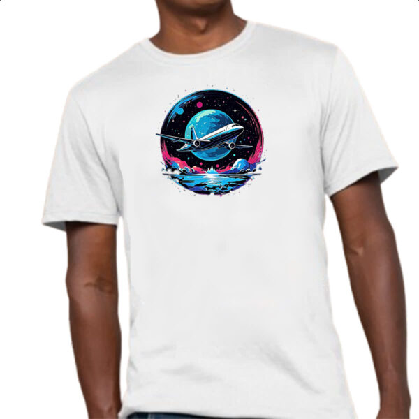 Camiseta Unissex Aviao viagem night art - Imagem 4