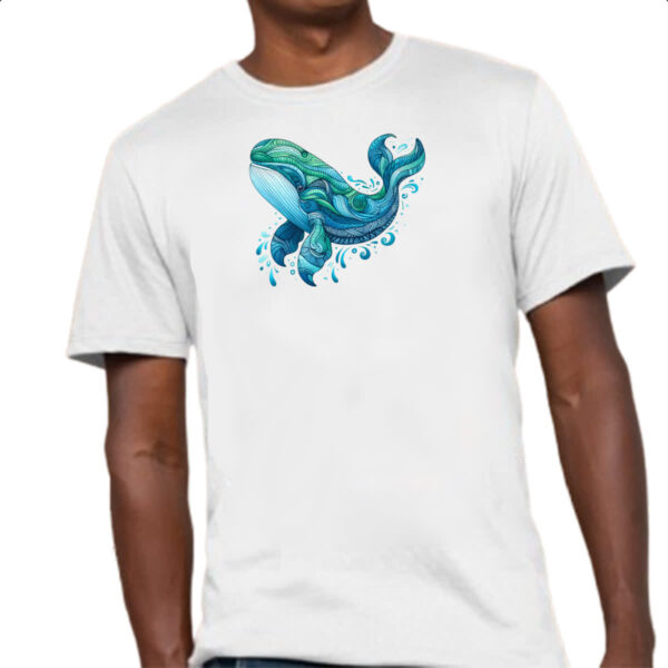 Camiseta Unissex Baleia estilo tribal watercolor - Imagem 4