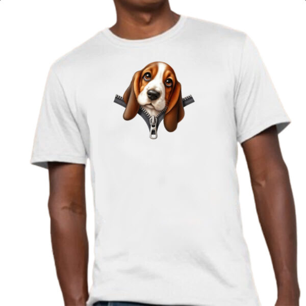 Camiseta Unissex Basset Hound no Ziper - Imagem 4