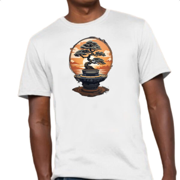 Camiseta Unissex Bonsai magico Japao sunset - Imagem 4