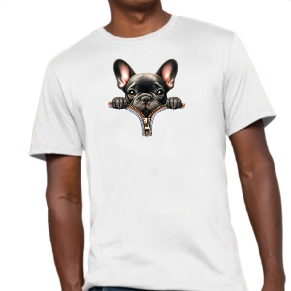 Camiseta Unissex Bulldog Frances no Ziper - Imagem 4