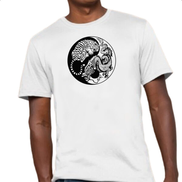 Camiseta Unissex Yin e Yang Dragao e Tigre - Imagem 4