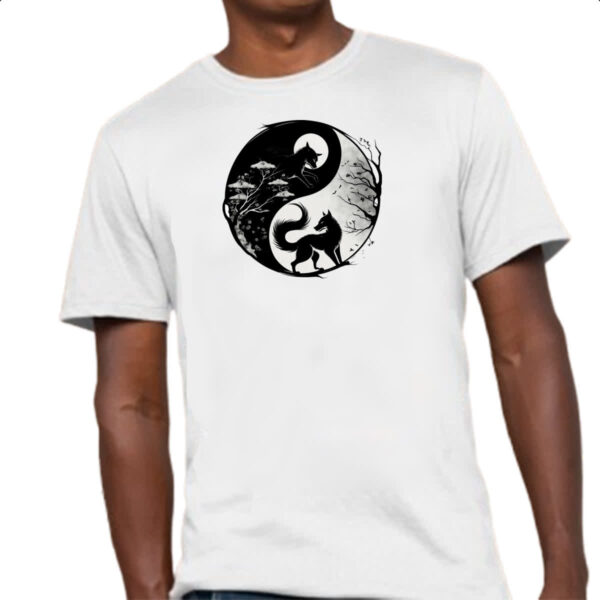Camiseta Unissex Yin e Yang Raposas - Imagem 4