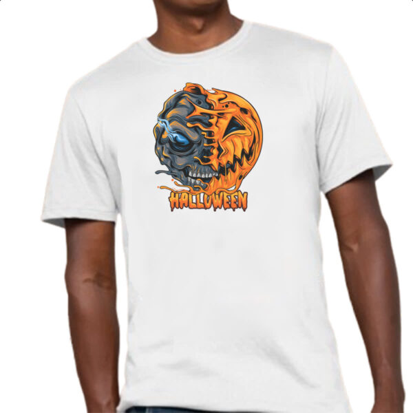 Camiseta Unissex Halloween Pumpkin Mascara rasgada - Imagem 4