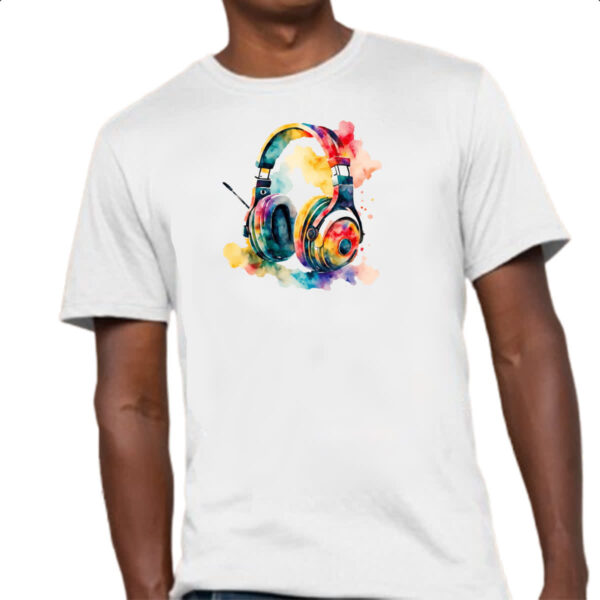 Camiseta Unissex Headphone watercolor - Imagem 4