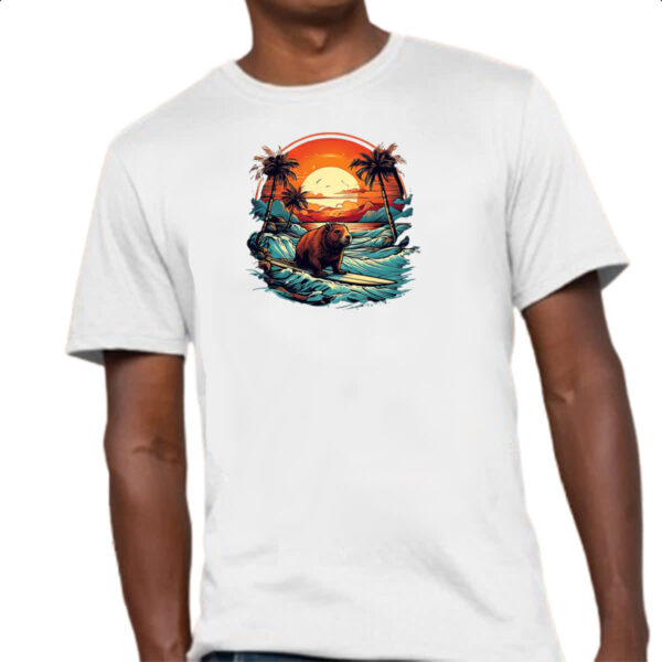 Camiseta Unissex Capivara Surf Sunset - Imagem 4